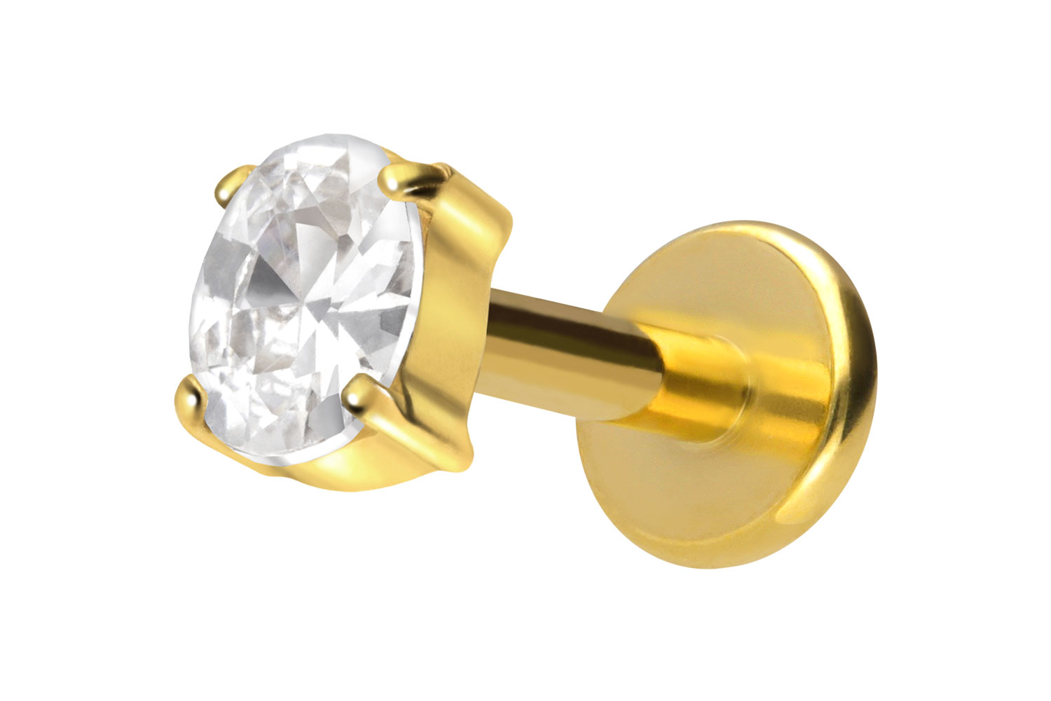 Titan Labret Piercing mit Innengewinde EINGEFASSTES KRISTALLOVAL